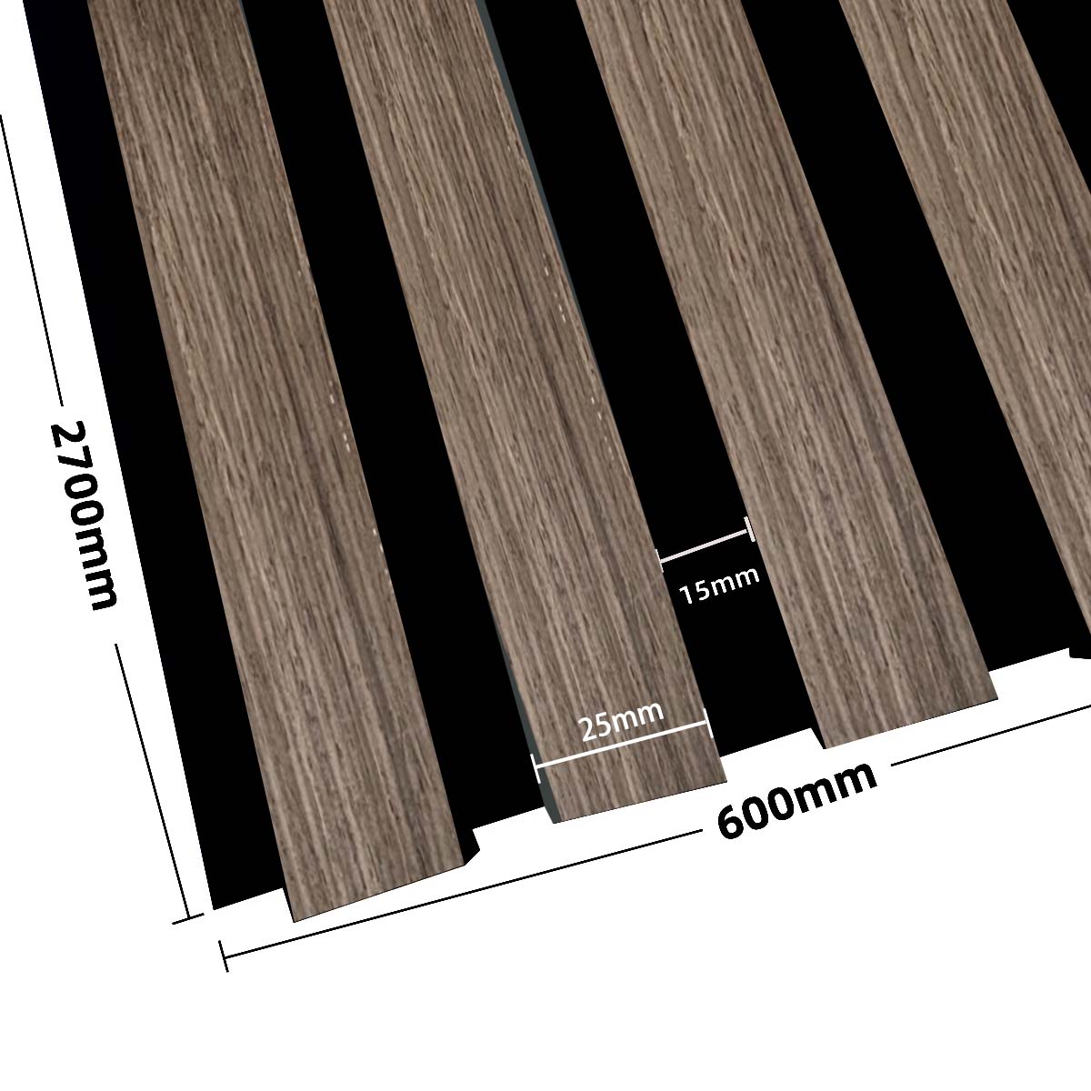 DELUX Akustični leseni paneli 270x60 cm - Črni Oreh - Minu.si