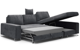 Kotna sedežna garnitura s posteljno funkcijo Opal Temno siva - desna postavitev - Minu.si