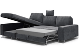 Kotna sedežna garnitura s posteljno funkcijo Opal Temno siva - leva postavitev - Minu.si