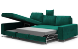 Kotna sedežna garnitura s posteljno funkcijo Opal Zelena - leva postavitev - Minu.si